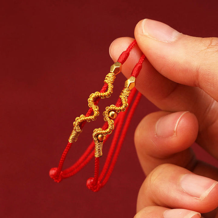 Pulsera trenzada para el tobillo con Buddha Stones en oro 999 y año de la serpiente, hecha a mano, con la fuerza y la suerte