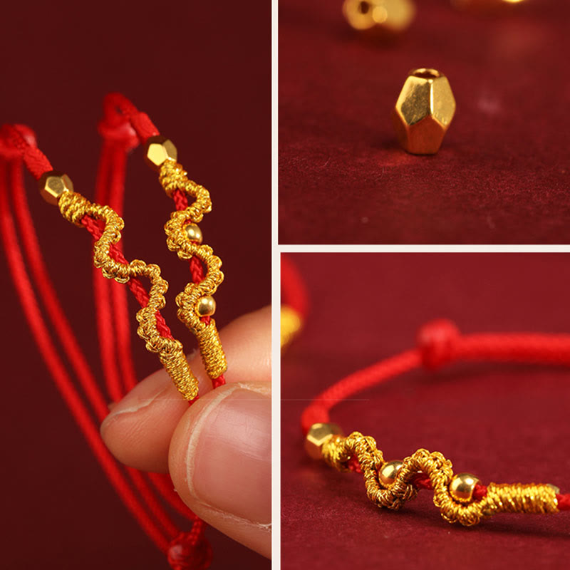 Pulsera trenzada para el tobillo con Buddha Stones en oro 999 y año de la serpiente, hecha a mano, con la fuerza y la suerte
