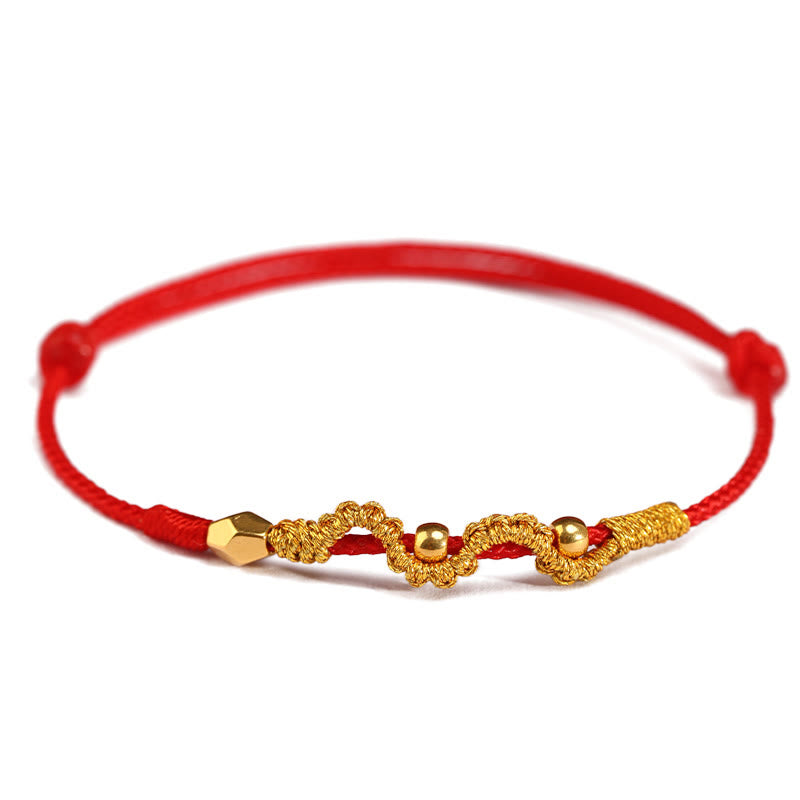 Pulsera trenzada para el tobillo con Buddha Stones en oro 999 y año de la serpiente, hecha a mano, con la fuerza y la suerte