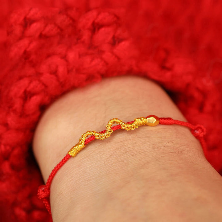 Pulsera trenzada para el tobillo con Buddha Stones en oro 999 y año de la serpiente, hecha a mano, con la fuerza y la suerte