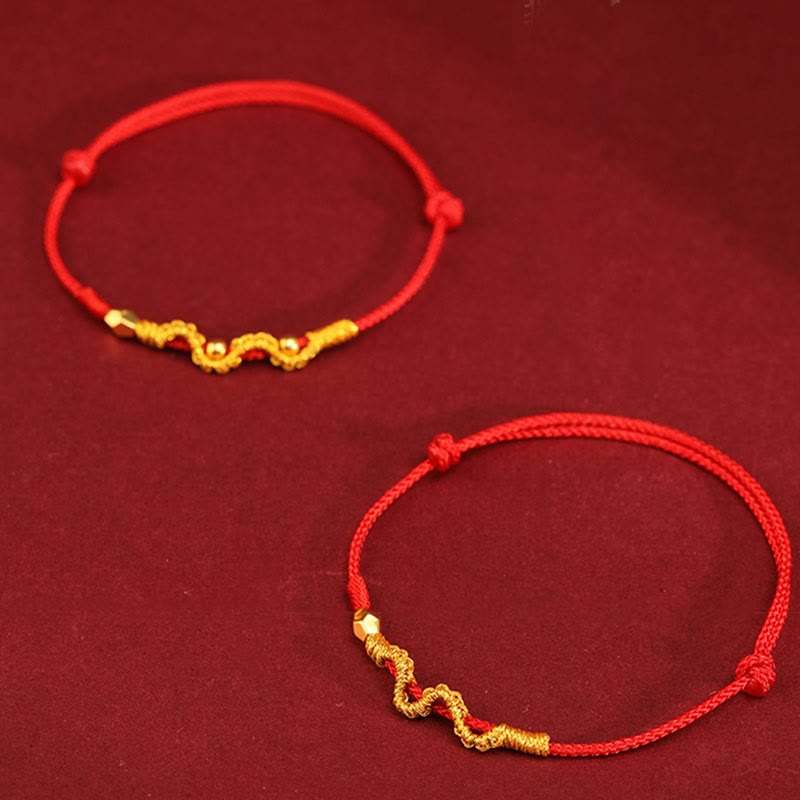 Pulsera trenzada para el tobillo con Buddha Stones en oro 999 y año de la serpiente, hecha a mano, con la fuerza y la suerte
