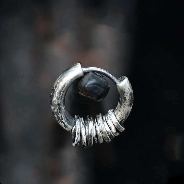 Pendientes de protección hechos a mano con Buddha Stones en plata de ley 925  - Blanco plateado - Soltero - image 0