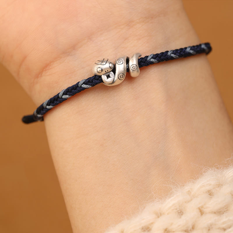 Pulsera trenzada de protección con monedas de cobre del año de la serpiente en plata de ley 999 con Buddha Stones - image 16