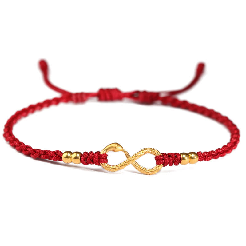 Pulsera de la suerte hecha a mano con nudo infinito eterno del año de la serpiente en oro 999 con Buddha Stones