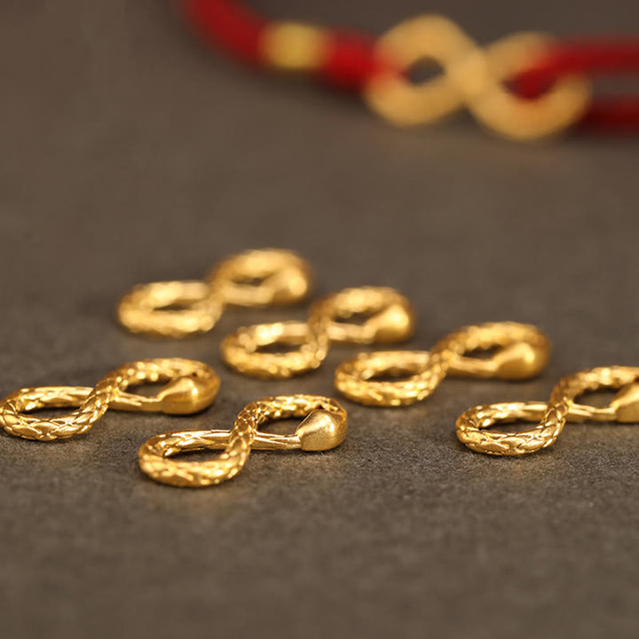 Pulsera de la suerte hecha a mano con nudo infinito eterno del año de la serpiente en oro 999 con Buddha Stones