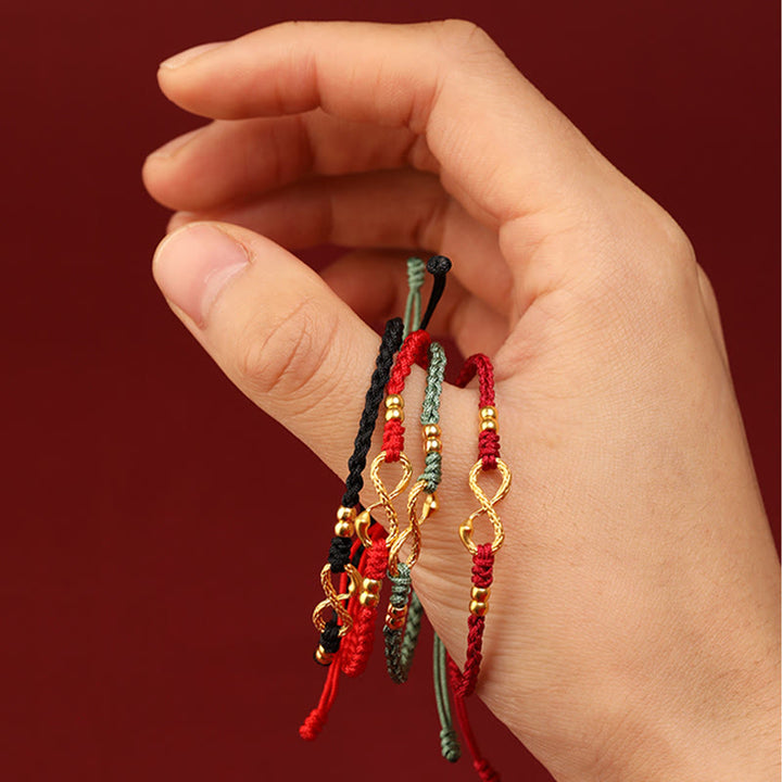 Pulsera de la suerte hecha a mano con nudo infinito eterno del año de la serpiente en oro 999 con Buddha Stones