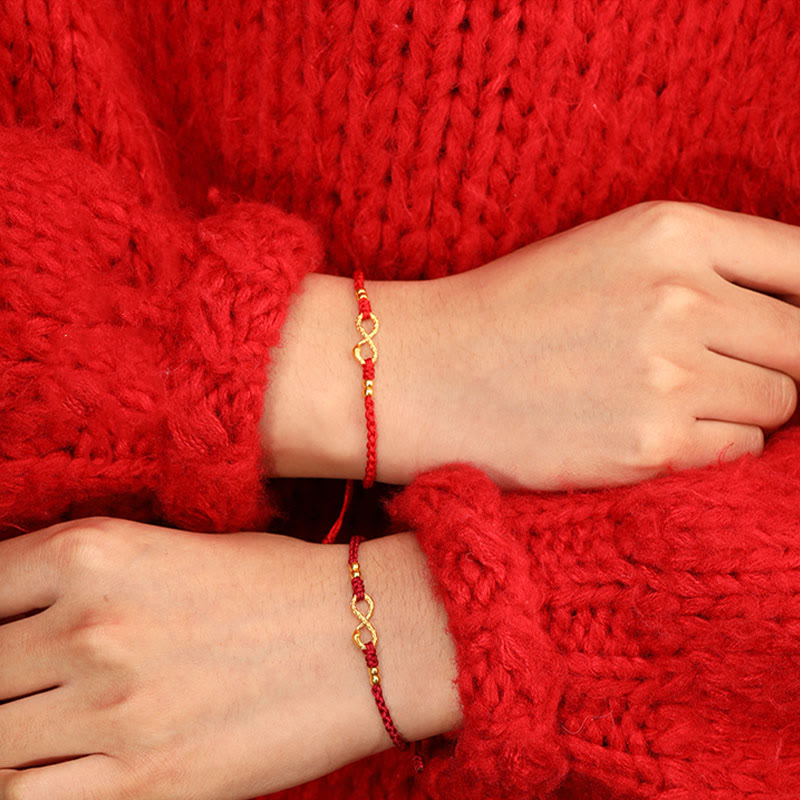Pulsera de la suerte hecha a mano con nudo infinito eterno del año de la serpiente en oro 999 con Buddha Stones