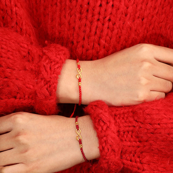 Pulsera de la suerte hecha a mano con nudo infinito eterno del año de la serpiente en oro 999 con Buddha Stones