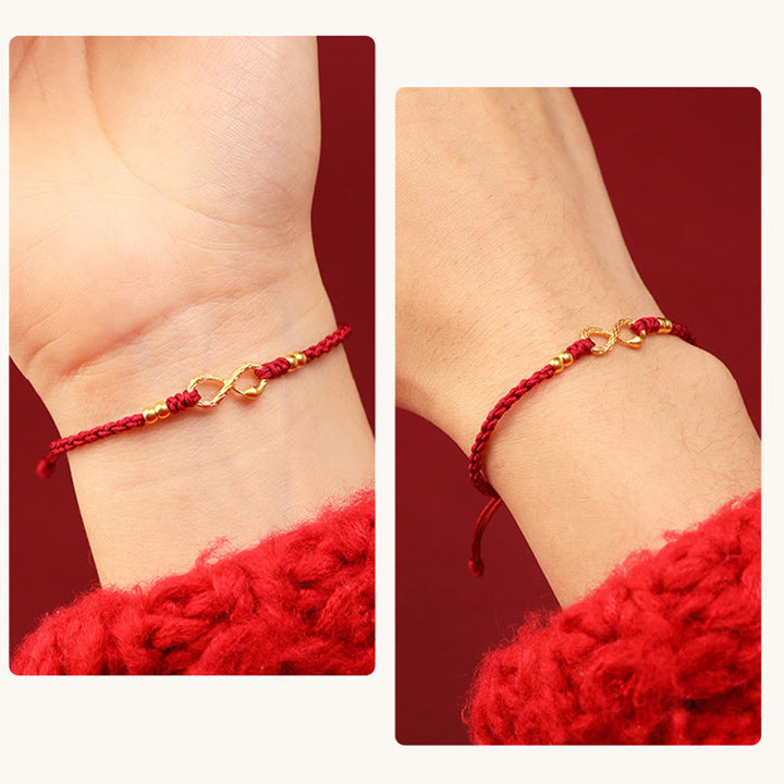 Pulsera de la suerte hecha a mano con nudo infinito eterno del año de la serpiente en oro 999 con Buddha Stones