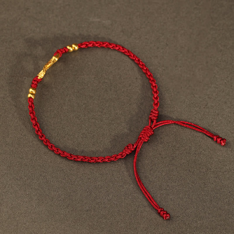 Pulsera de la suerte hecha a mano con nudo infinito eterno del año de la serpiente en oro 999 con Buddha Stones