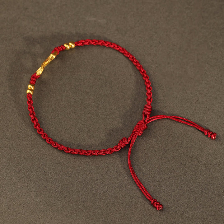Pulsera de la suerte hecha a mano con nudo infinito eterno del año de la serpiente en oro 999 con Buddha Stones