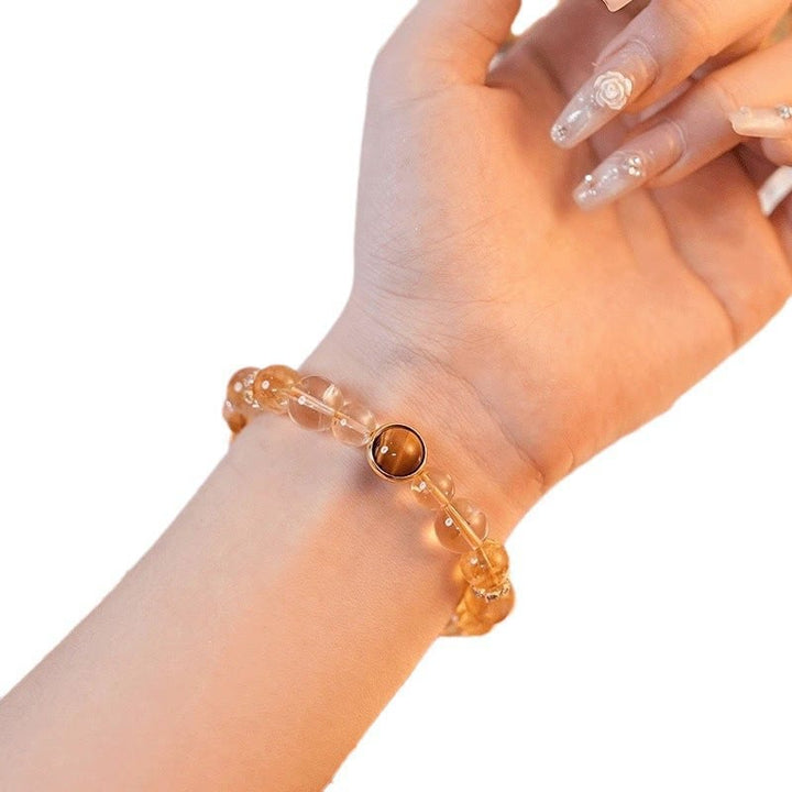Pulsera de la diosa de la riqueza con zakiram, ojo de tigre, topacio y citrino de Buddha Stones
