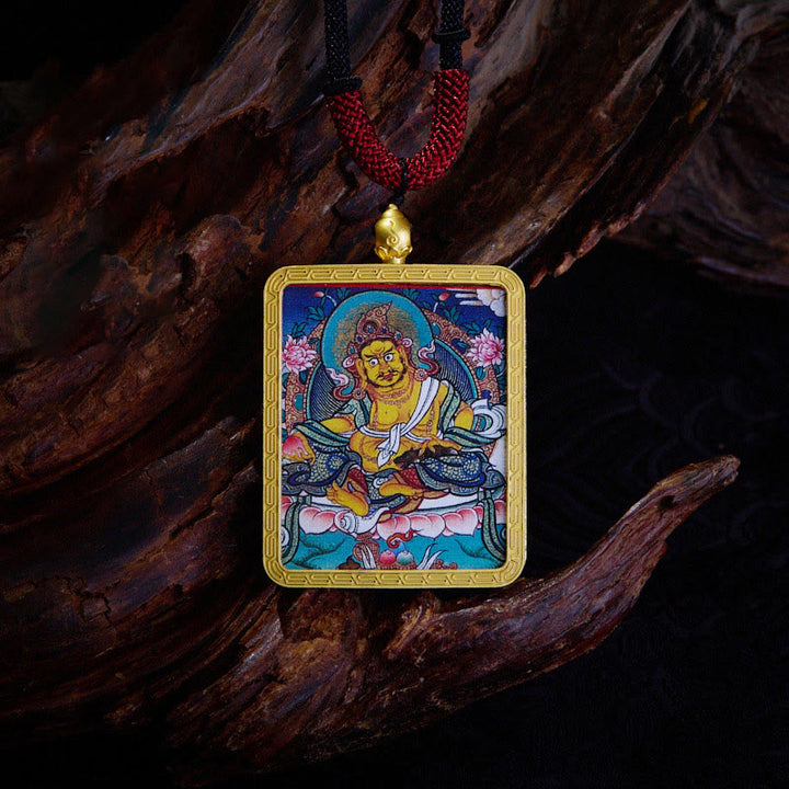 Colgante de collar con colgante de esperanza, Thangka pintado con Buddha Stones, zakiram tibetano, zorro de nueve colas, dios amarillo de la riqueza - Dios amarillo de la riqueza - image 10