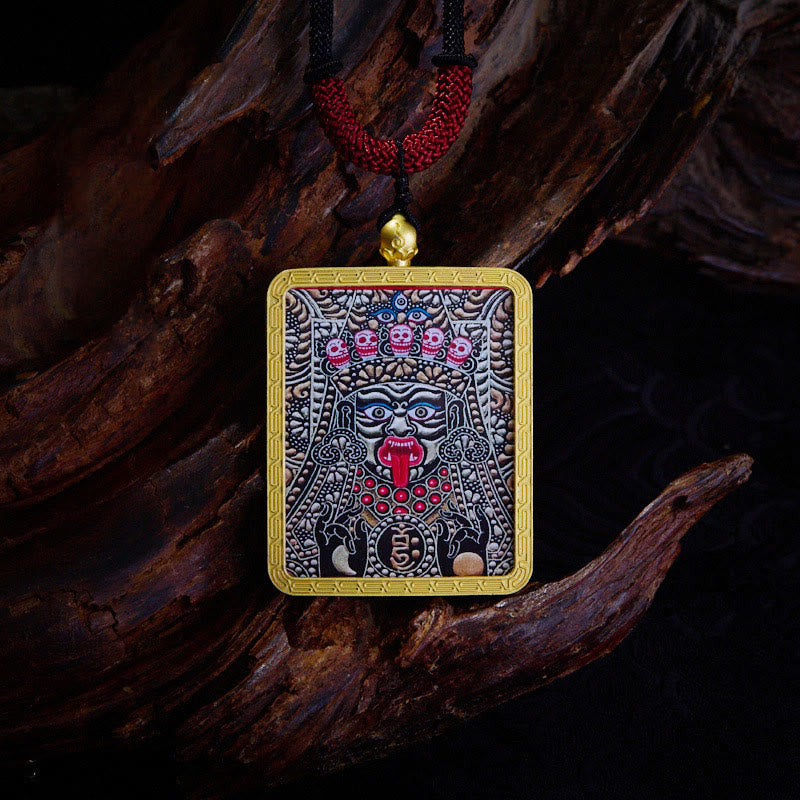 Colgante de collar con colgante de esperanza, Thangka pintado con Buddha Stones, zakiram tibetano, zorro de nueve colas, dios amarillo de la riqueza - Zakiram púrpura - image 19