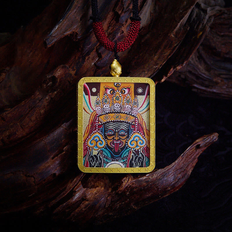 Colgante de collar con colgante de esperanza, Thangka pintado con Buddha Stones, zakiram tibetano, zorro de nueve colas, dios amarillo de la riqueza - Zakiram Beige - image 20