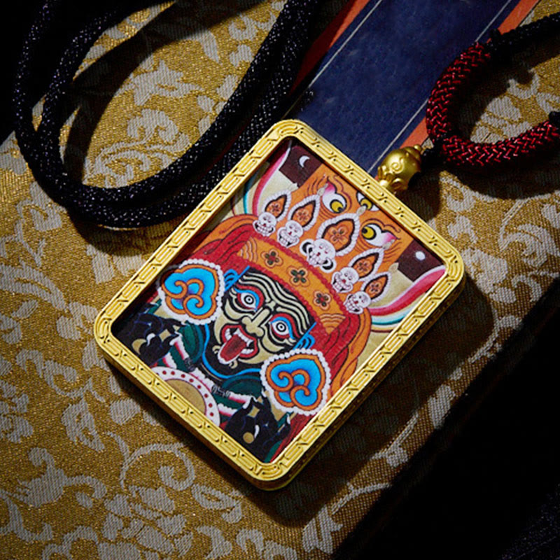 Colgante de collar con colgante de esperanza, Thangka pintado con Buddha Stones, zakiram tibetano, zorro de nueve colas, dios amarillo de la riqueza - image 16