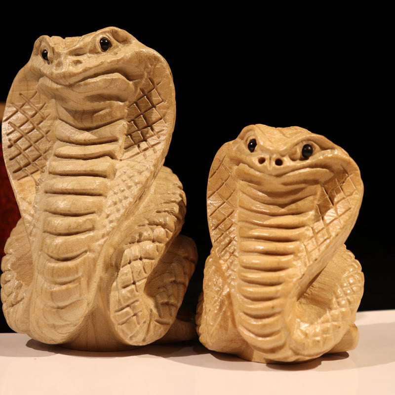 Estatua de madera de durazno con el símbolo Fu del zodiaco chino del año de la serpiente y Buddha Stones para decoración del hogar - image 0