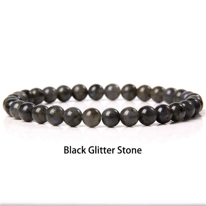 Pulsera protectora con cuentas de ojo de tigre rojo y Buddha Stones de 6 mm y cristales de varias piedras con purpurina negra
