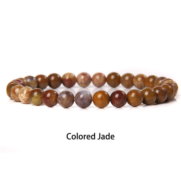 Pulsera protectora con cuentas de ojo de tigre rojo y Buddha Stones de 6 mm y cristales de varias piedras con purpurina negra
