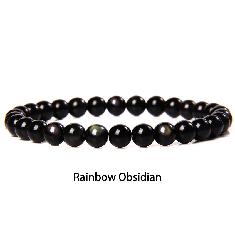 Pulsera protectora con cuentas de ojo de tigre rojo y Buddha Stones de 6 mm y cristales de varias piedras con purpurina negra