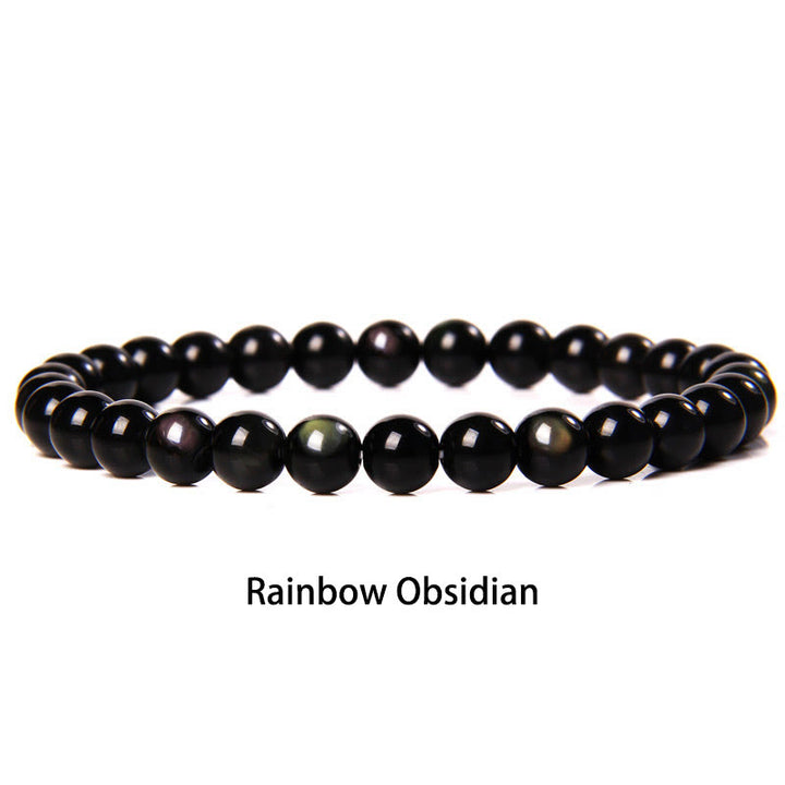 Pulsera protectora con cuentas de ojo de tigre rojo y Buddha Stones de 6 mm y cristales de varias piedras con purpurina negra