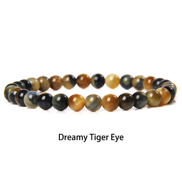 Pulsera protectora con cuentas de ojo de tigre rojo y Buddha Stones de 6 mm y cristales de varias piedras con purpurina negra