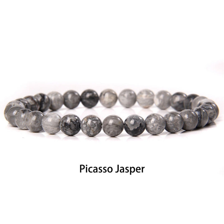 Pulsera protectora con cuentas de ojo de tigre rojo y Buddha Stones de 6 mm y cristales de varias piedras con purpurina negra