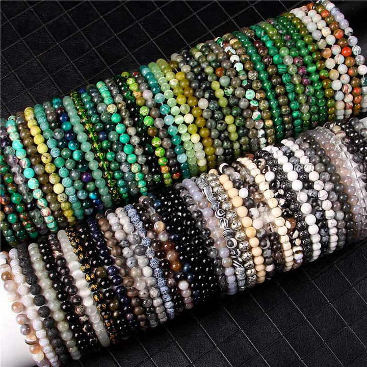 Pulsera protectora con cuentas de ojo de tigre rojo y Buddha Stones de 6 mm y cristales de varias piedras con purpurina negra