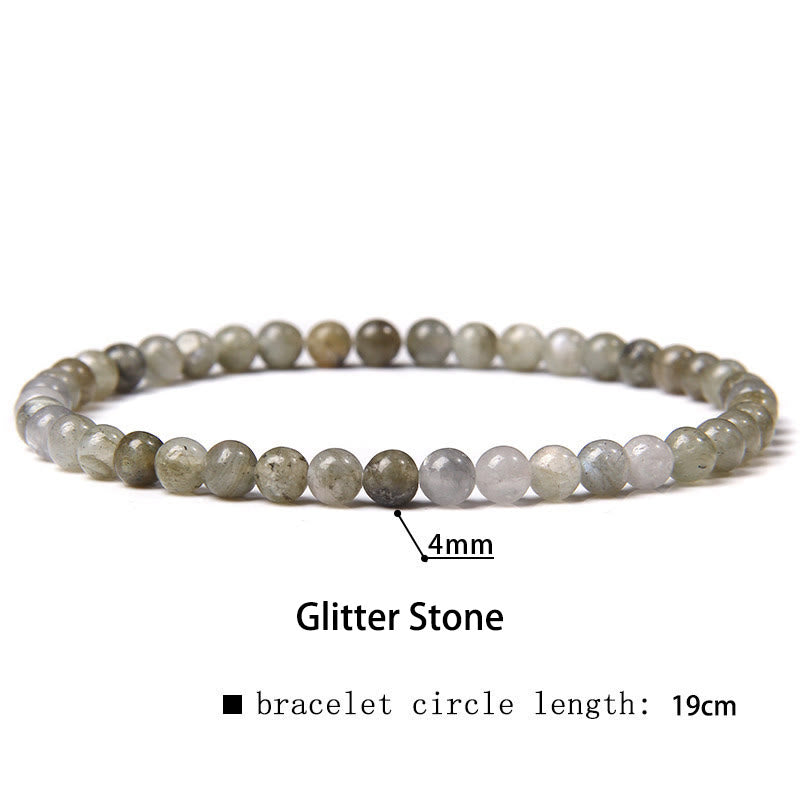 Pulsera curativa con miniperlas de cristal de varias piedras de 4 mm y Buddha Stones