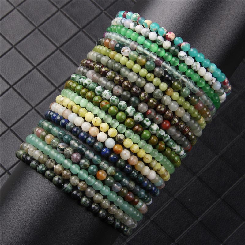 Pulsera curativa con miniperlas de cristal de varias piedras de 4 mm y Buddha Stones