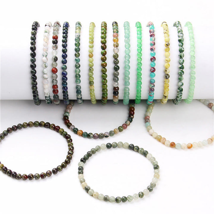 Pulsera curativa con miniperlas de cristal de varias piedras de 4 mm y Buddha Stones