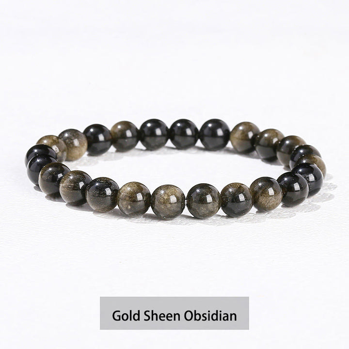 Pulsera curativa de cuarzo rosa, amatista, aventurina verde y varias piedras de cristal de Buddha Stones - Obsidiana con brillo dorado - 10 mm (circunferencia de la muñeca 14-16 cm) - image 8