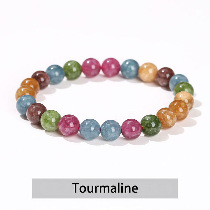 Pulsera curativa de cuarzo rosa, amatista, aventurina verde y varias piedras de cristal de Buddha Stones - Turmalina - 10 mm (circunferencia de la muñeca 14-16 cm) - image 16
