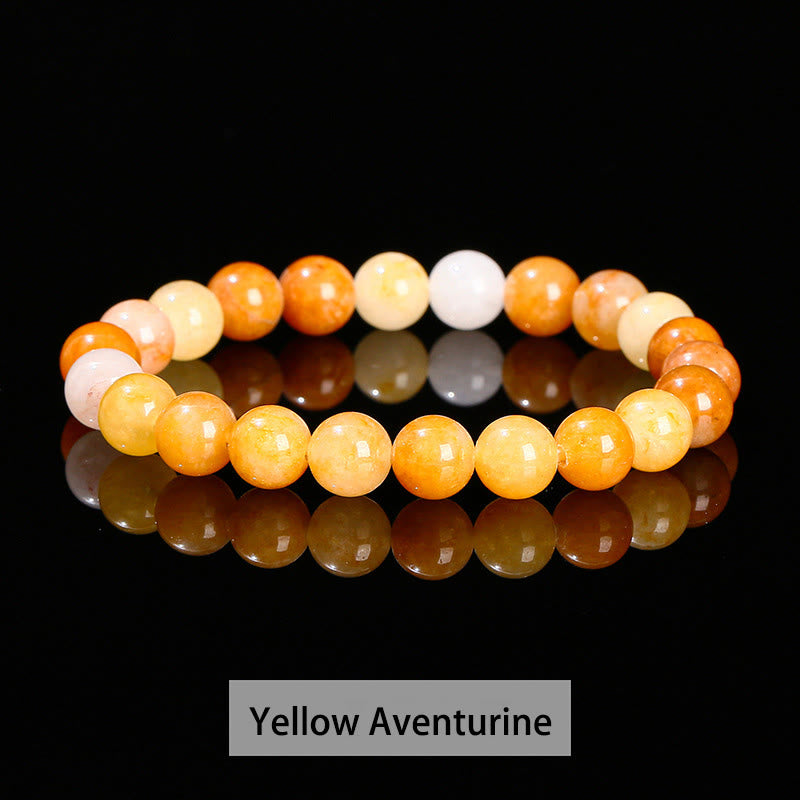 Pulsera curativa de cuarzo rosa, amatista, aventurina verde y varias piedras de cristal de Buddha Stones - Aventurina amarilla - 10 mm (circunferencia de la muñeca 14-16 cm) - image 14