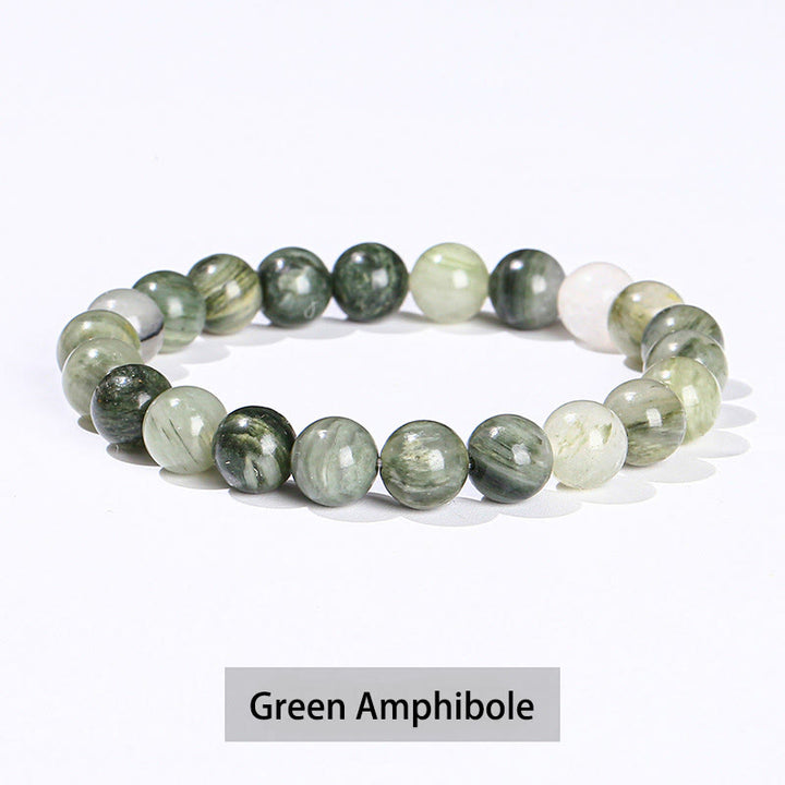 Pulsera curativa de cuarzo rosa, amatista, aventurina verde y varias piedras de cristal de Buddha Stones - Anfíbol verde - 10 mm (circunferencia de la muñeca 14-16 cm) - image 36