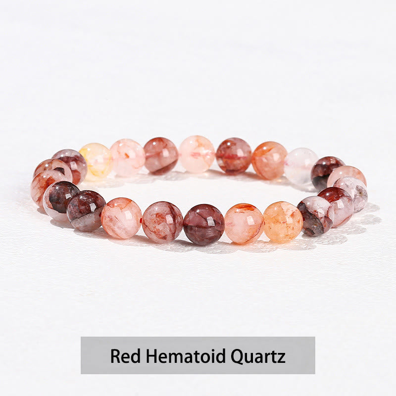 Pulsera curativa de cuarzo rosa, amatista, aventurina verde y varias piedras de cristal de Buddha Stones - Cuarzo hematoide rojo - 10 mm (circunferencia de la muñeca 14-16 cm) - image 26