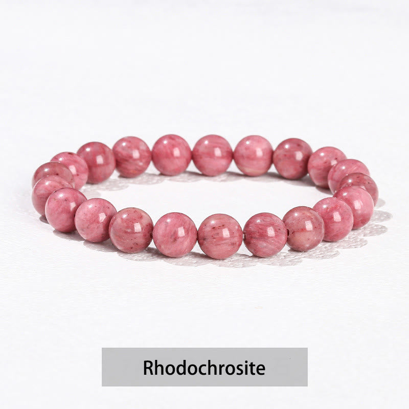 Pulsera curativa de cuarzo rosa, amatista, aventurina verde y varias piedras de cristal de Buddha Stones - Rodonita - 10 mm (circunferencia de la muñeca 14-16 cm) - image 33