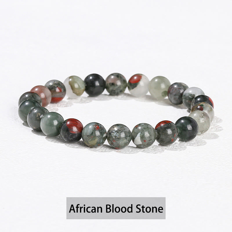 Pulsera curativa de cuarzo rosa, amatista, aventurina verde y varias piedras de cristal de Buddha Stones - Piedra de sangre africana - 10 mm (circunferencia de la muñeca 14-16 cm) - image 30