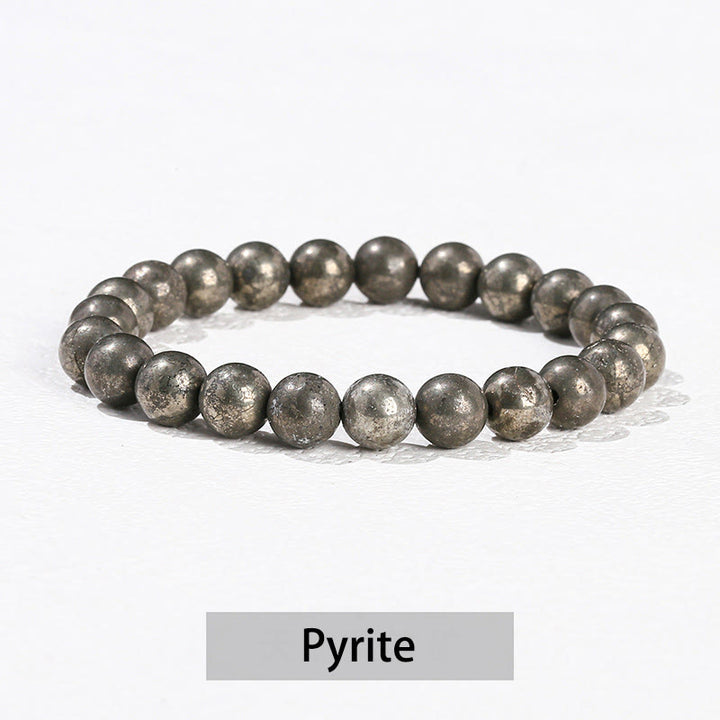 Pulsera curativa de cuarzo rosa, amatista, aventurina verde y varias piedras de cristal de Buddha Stones - Pirita - 10 mm (circunferencia de la muñeca 14-16 cm) - image 39