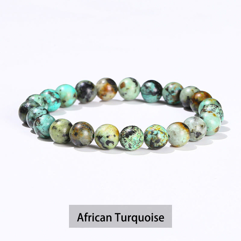 Pulsera curativa de cuarzo rosa, amatista, aventurina verde y varias piedras de cristal de Buddha Stones - Turquesa africana - 10 mm (circunferencia de la muñeca 14-16 cm) - image 42