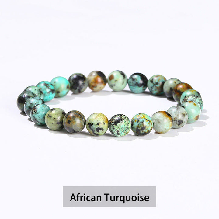 Pulsera curativa de cuarzo rosa, amatista, aventurina verde y varias piedras de cristal de Buddha Stones - Turquesa africana - 10 mm (circunferencia de la muñeca 14-16 cm) - image 42