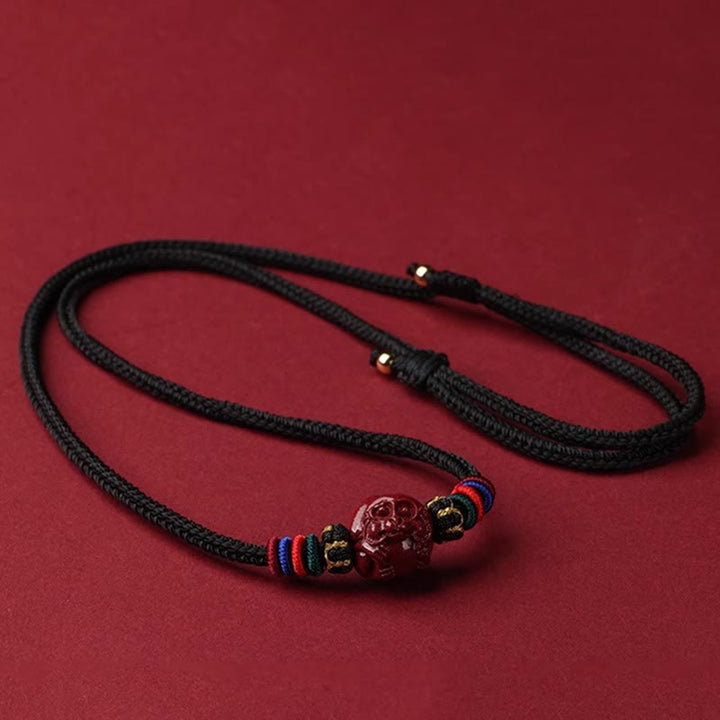Colgante de collar con bendición de hilo negro con Buddha Stones y cinabrio del zodíaco chino - Mono cinabrio - image 25