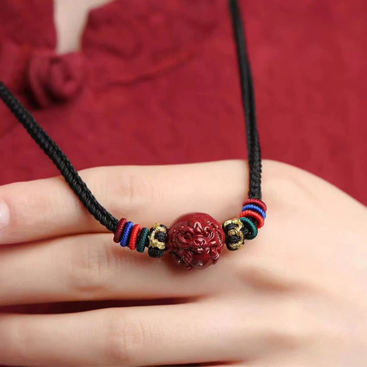 Colgante de collar con bendición de hilo negro con Buddha Stones y cinabrio del zodíaco chino - image 12