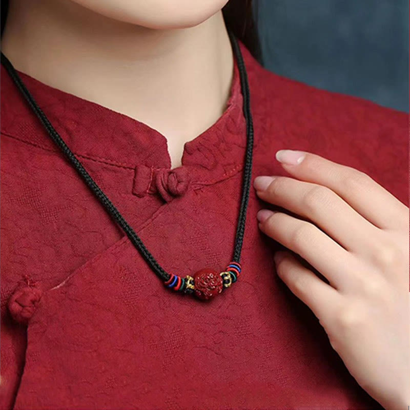 Colgante de collar con bendición de hilo negro con Buddha Stones y cinabrio del zodíaco chino - image 11
