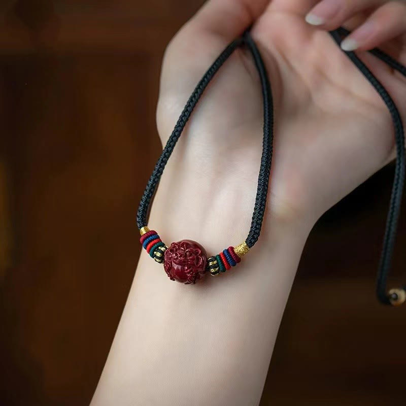 Colgante de collar con bendición de hilo negro con Buddha Stones y cinabrio del zodíaco chino - image 29