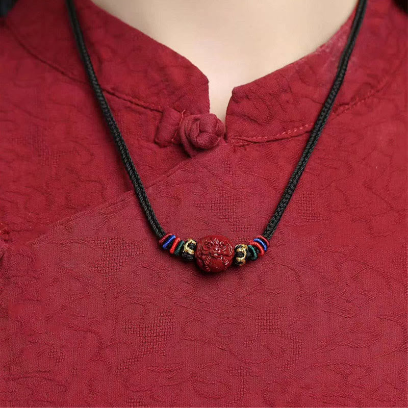 Colgante de collar con bendición de hilo negro con Buddha Stones y cinabrio del zodíaco chino - image 5