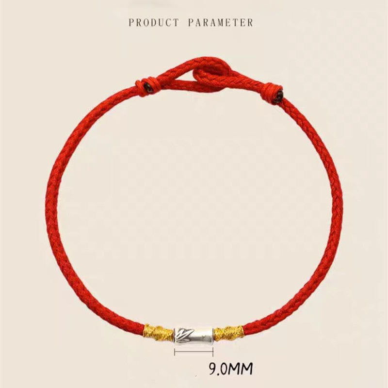 Pulsera trenzada de hilo rojo con diseño de bambú y plata de ley 925 hecha a mano con Buddha Stones