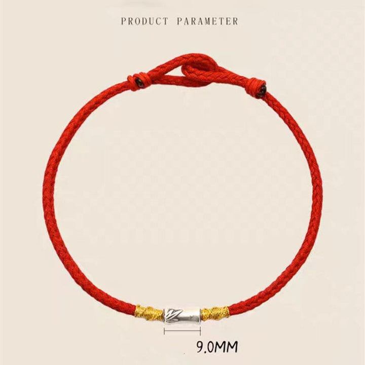 Pulsera trenzada de hilo rojo con diseño de bambú y plata de ley 925 hecha a mano con Buddha Stones
