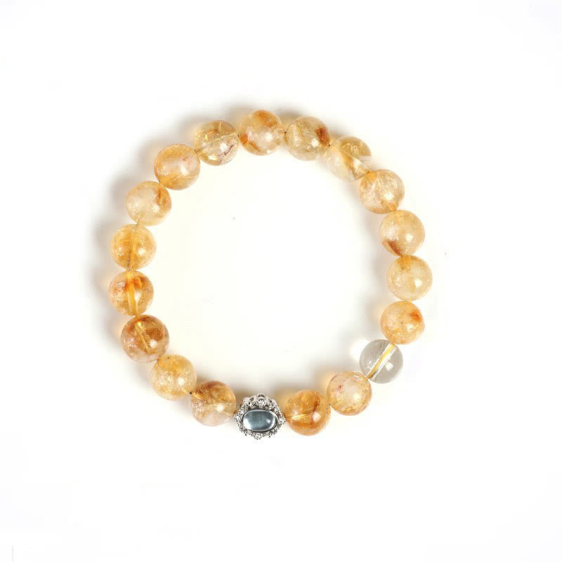 Pulsera de prosperidad con cuarzo rutilado y citrino natural de Buddha Stones