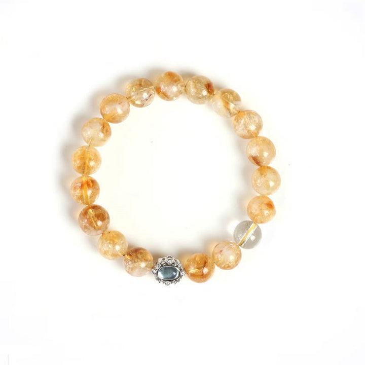 Pulsera de prosperidad con cuarzo rutilado y citrino natural de Buddha Stones